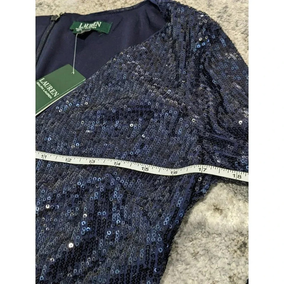 NWT Lauren Ralph Lauren Women's Dress Sparkling Midnight Blue Size 6 MSRP $265 - Picture 5 of 9